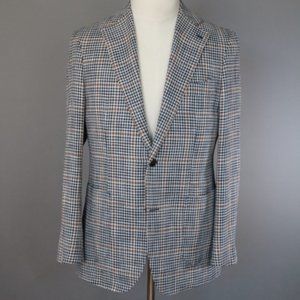 Sand Navy Houndstooth w/ Chestnut Windowpane Sport Coat / UNWORN 38